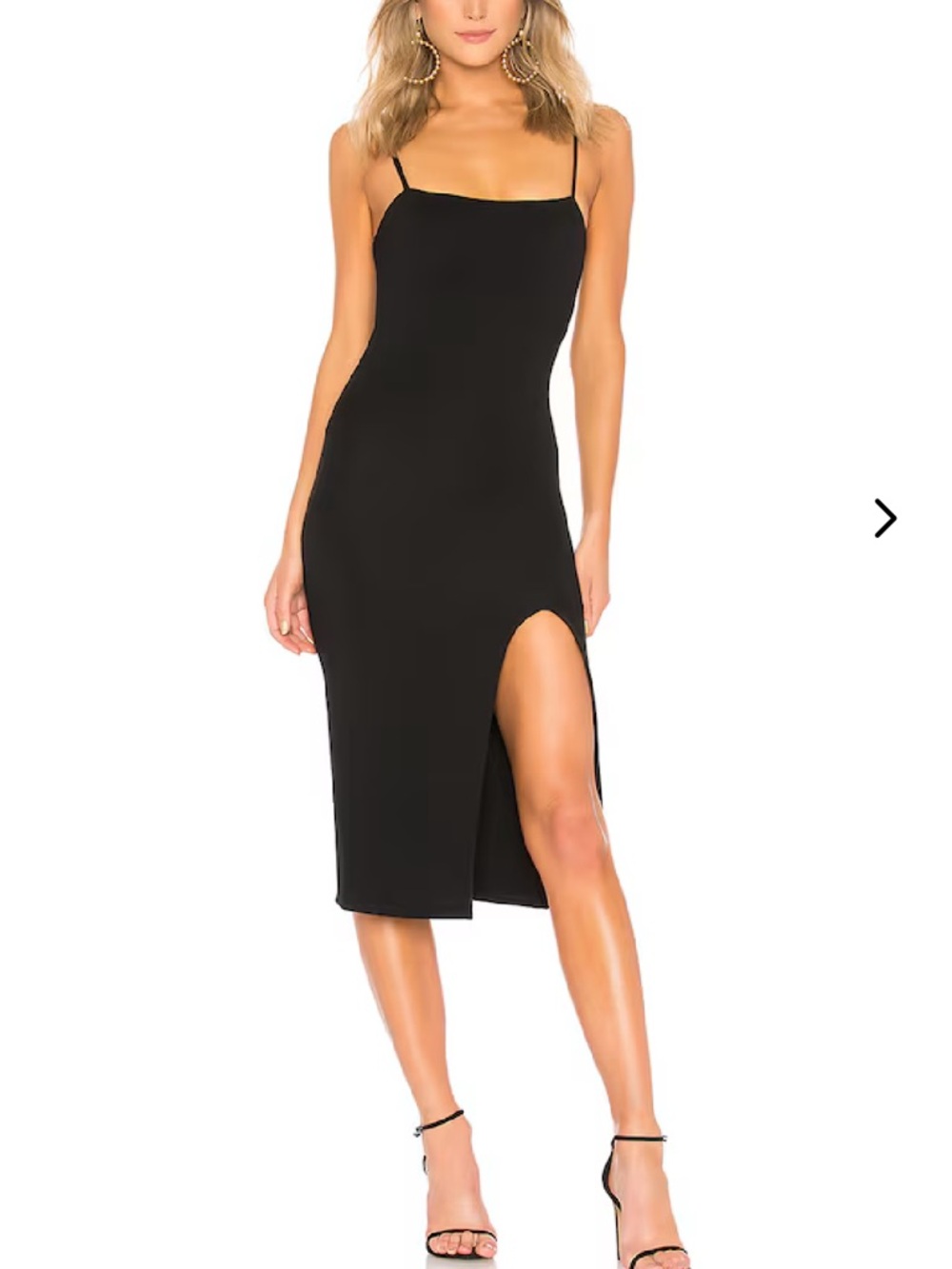 Lovers + friends Skylar black square neck midi dress side slit size medium - Picture 1 of 8